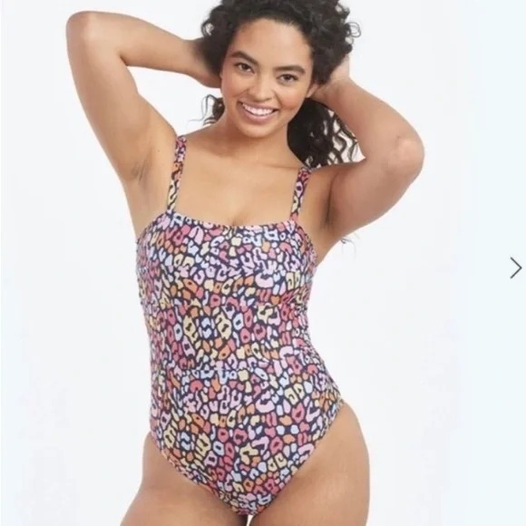 summersalt Other - Summersalt Wide Strap Oasis One Piece Swimsuit Multicolored Leopard Swim Sz 12
